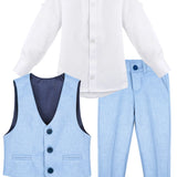 Boys Formal Suit 4 Piece Vest Pants and Tie Dresswear Set / 6 to 12 Years LILAX