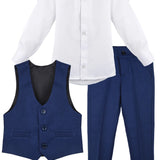 Boys Formal Suit 4 Piece Vest Pants and Tie Dresswear Set / 6 to 12 Years LILAX