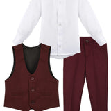 Boys Formal Suit 4 Piece Vest Pants and Tie Dresswear Set / 6 to 12 Years LILAX