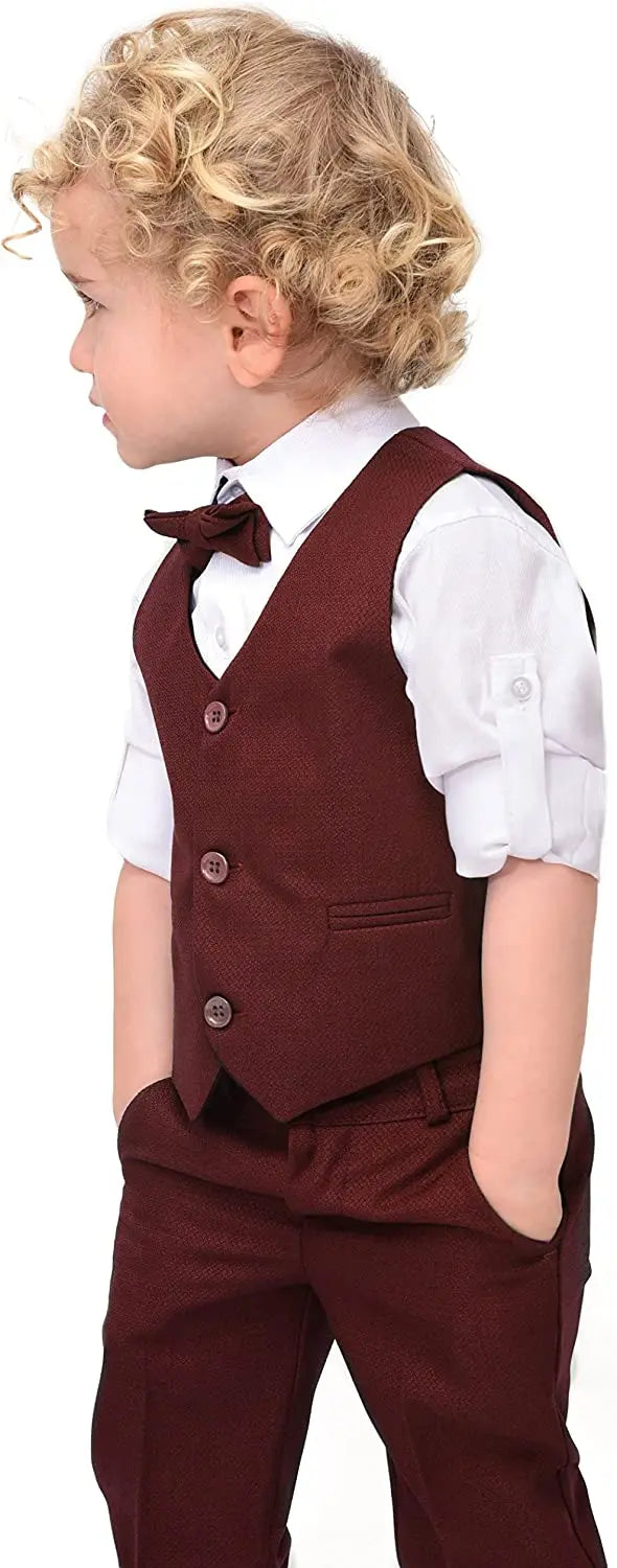 Boys Formal Suit 4 Piece Vest Pants and Tie Dresswear Set / 6 to 12 Years LILAX