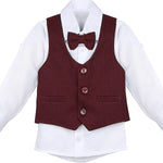 Boys Formal Suit 4 Piece Vest Pants and Tie Dresswear Set / 6 to 12 Years LILAX