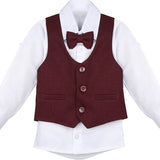 Boys Formal Suit 4 Piece Vest Pants and Tie Dresswear Set / 6 to 12 Years LILAX