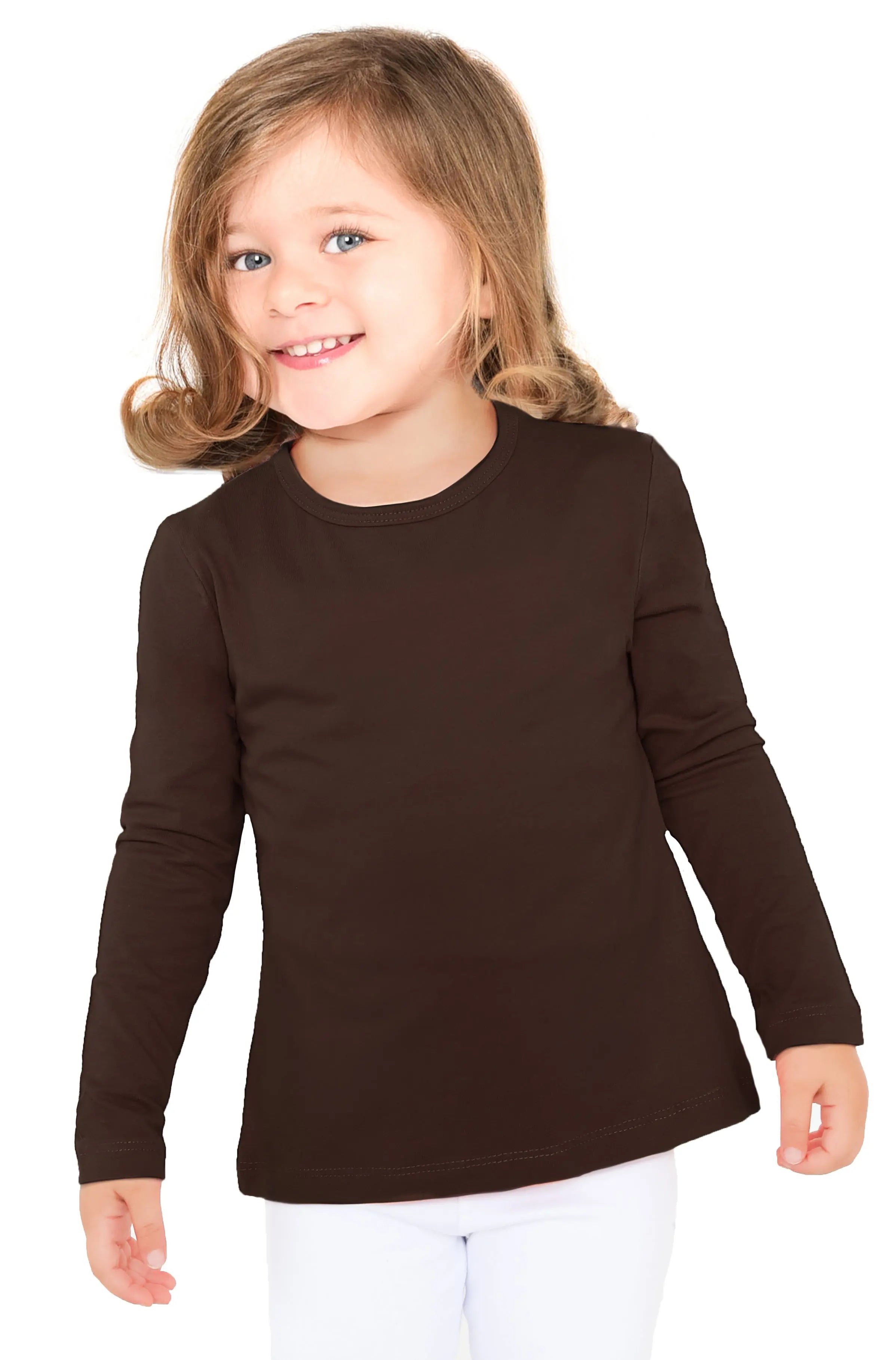 Girls' Basic Crewneck Long Sleeve Cotton T-Shirt  / 5 to 7 Years lilax