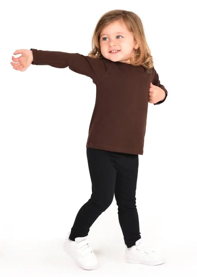 Girls' Basic Crewneck Long Sleeve Cotton T-Shirt  / 5 to 7 Years lilax