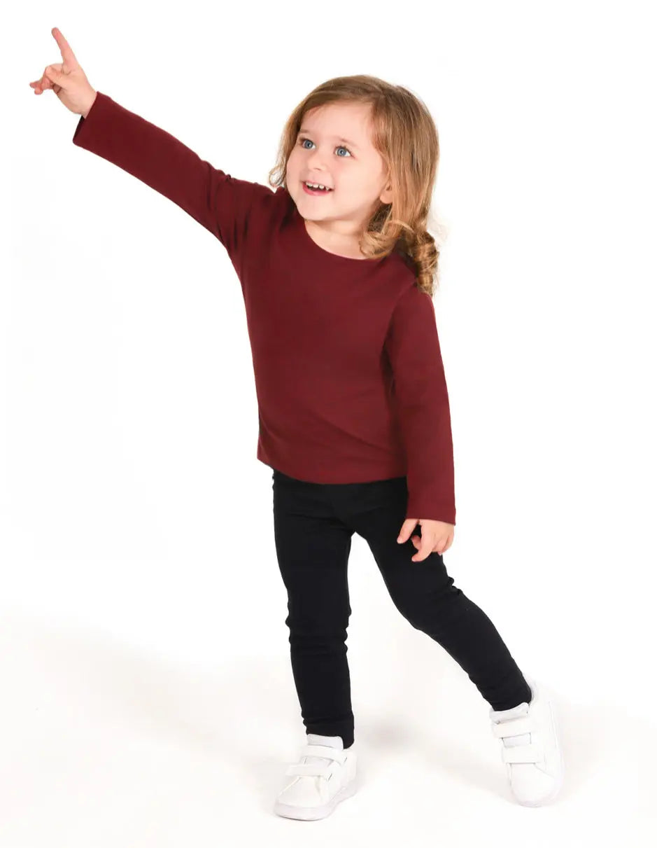 Girls' Basic Crewneck Long Sleeve Cotton T-Shirt  / 5 to 7 Years lilax