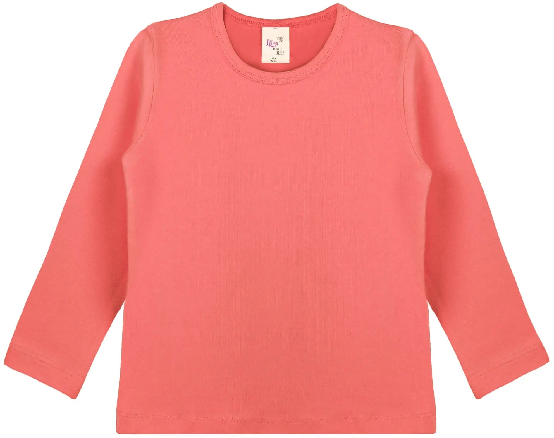 Girls' Basic Crewneck Long Sleeve Cotton T-Shirt  / 5 to 7 Years lilax