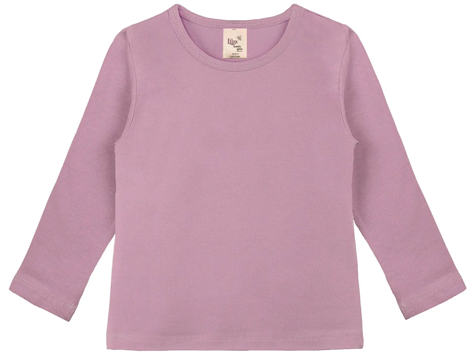 Girls' Basic Crewneck Long Sleeve Cotton T-Shirt  / 5 to 7 Years lilax