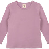 Girls' Basic Crewneck Long Sleeve Cotton T-Shirt  / 5 to 7 Years lilax