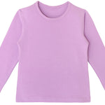 Girls' Basic Crewneck Long Sleeve Cotton T-Shirt  / 5 to 7 Years lilax