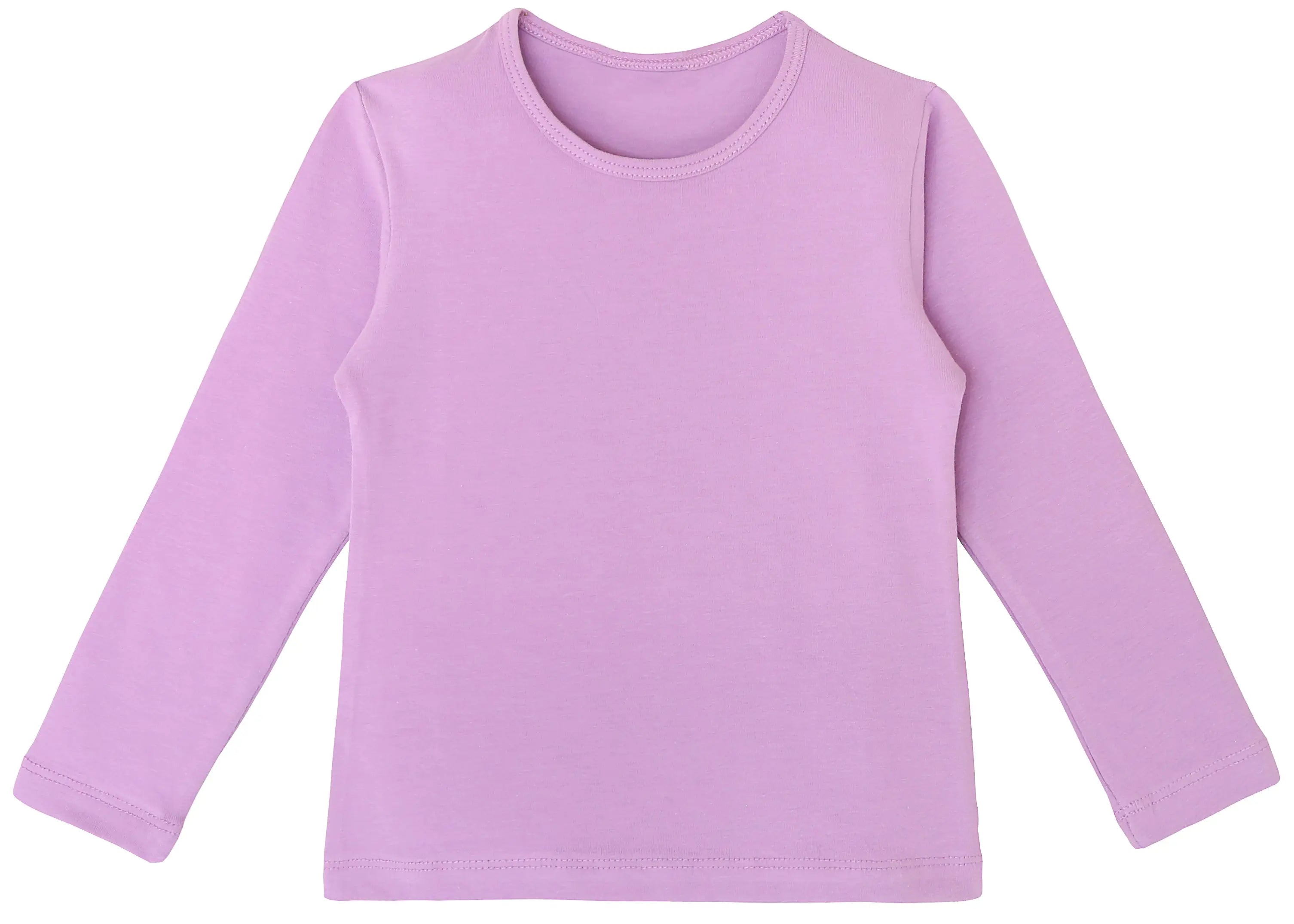 Girls' Basic Crewneck Long Sleeve Cotton T-Shirt  / 5 to 7 Years lilax