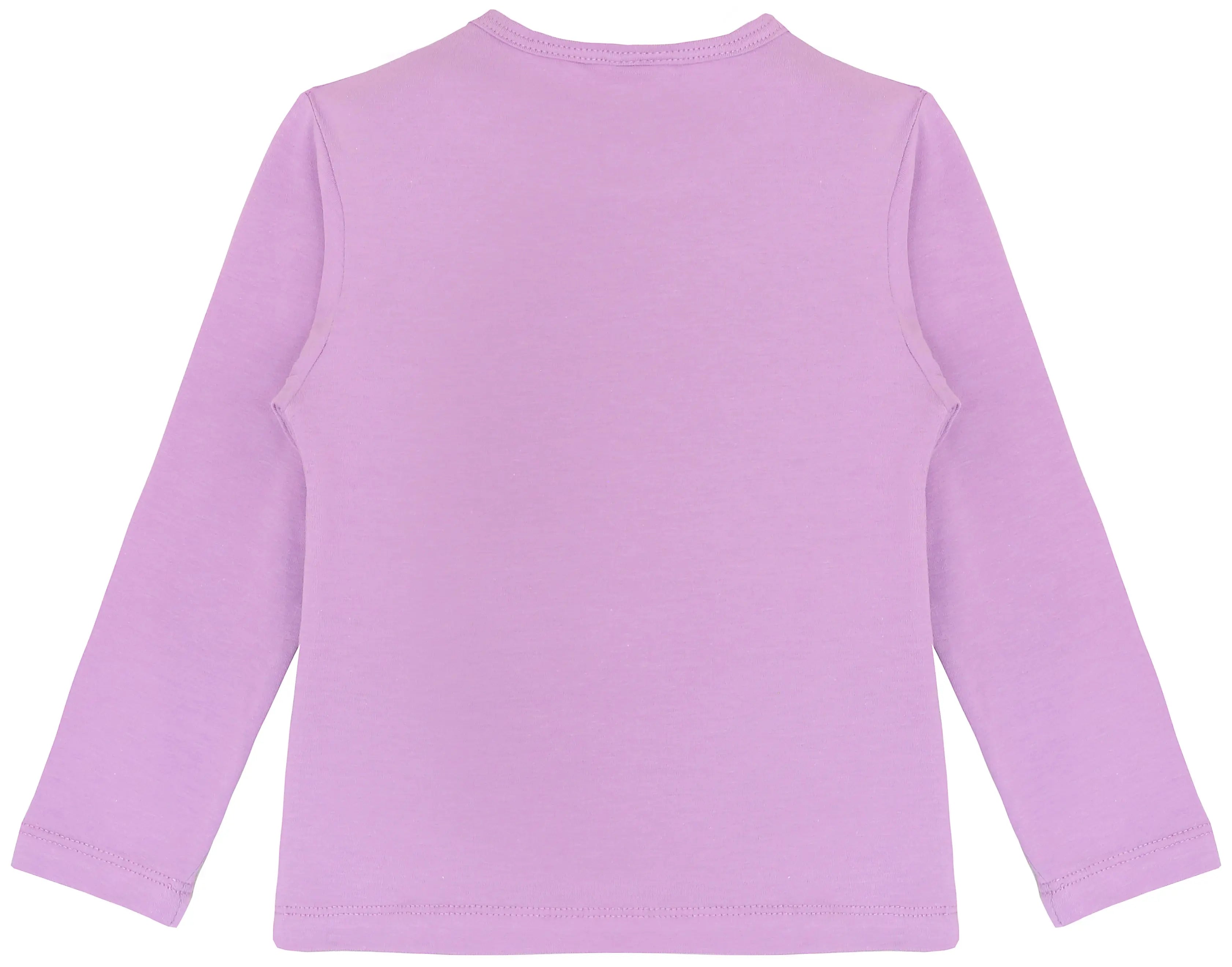 Girls' Basic Crewneck Long Sleeve Cotton T-Shirt  / 5 to 7 Years lilax