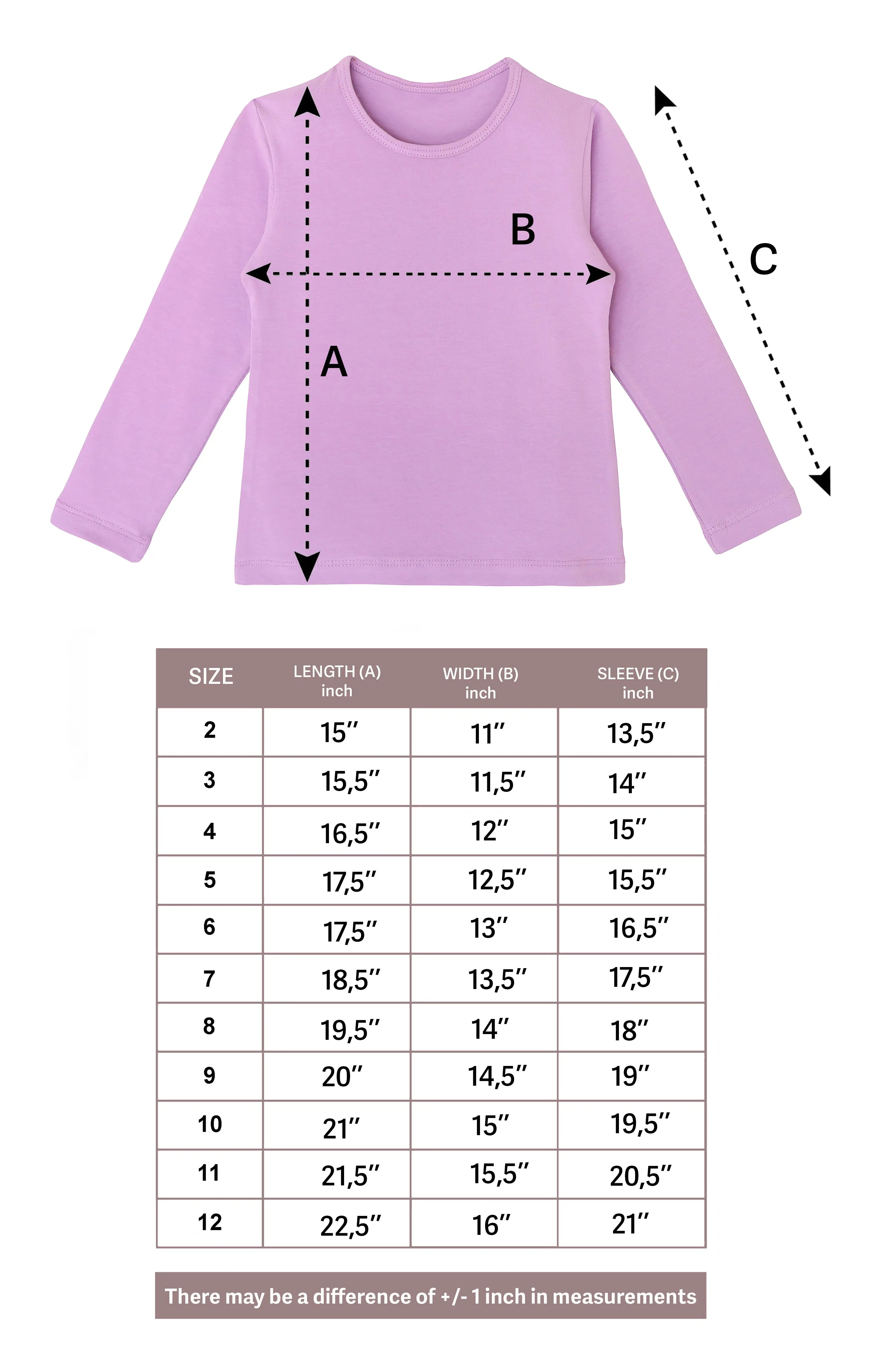 Girls' Basic Crewneck Long Sleeve Cotton T-Shirt  / 5 to 7 Years lilax