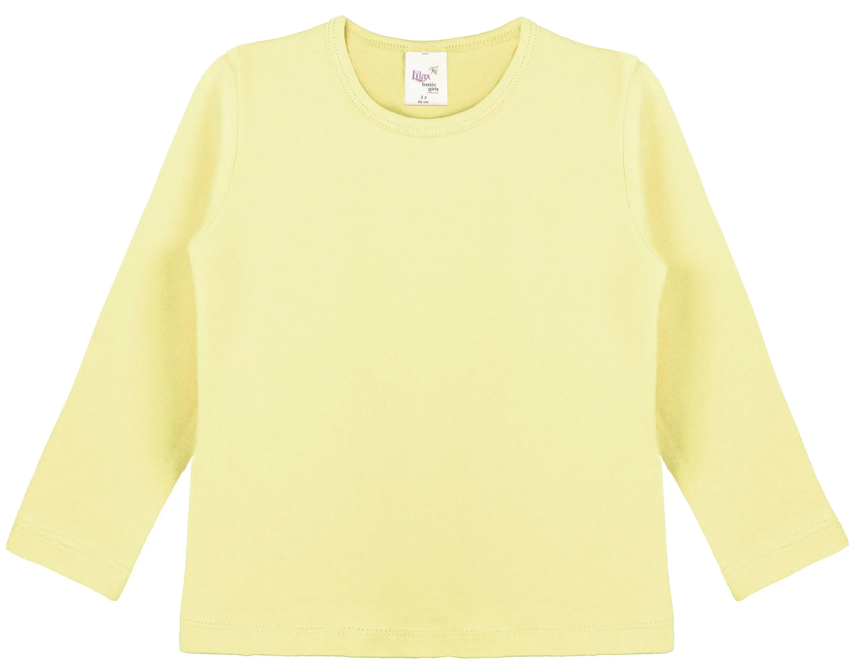 Girls' Basic Crewneck Long Sleeve Cotton T-Shirt  / 5 to 7 Years lilax