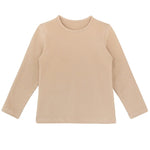 Girls' Basic Crewneck Long Sleeve Cotton T-Shirt