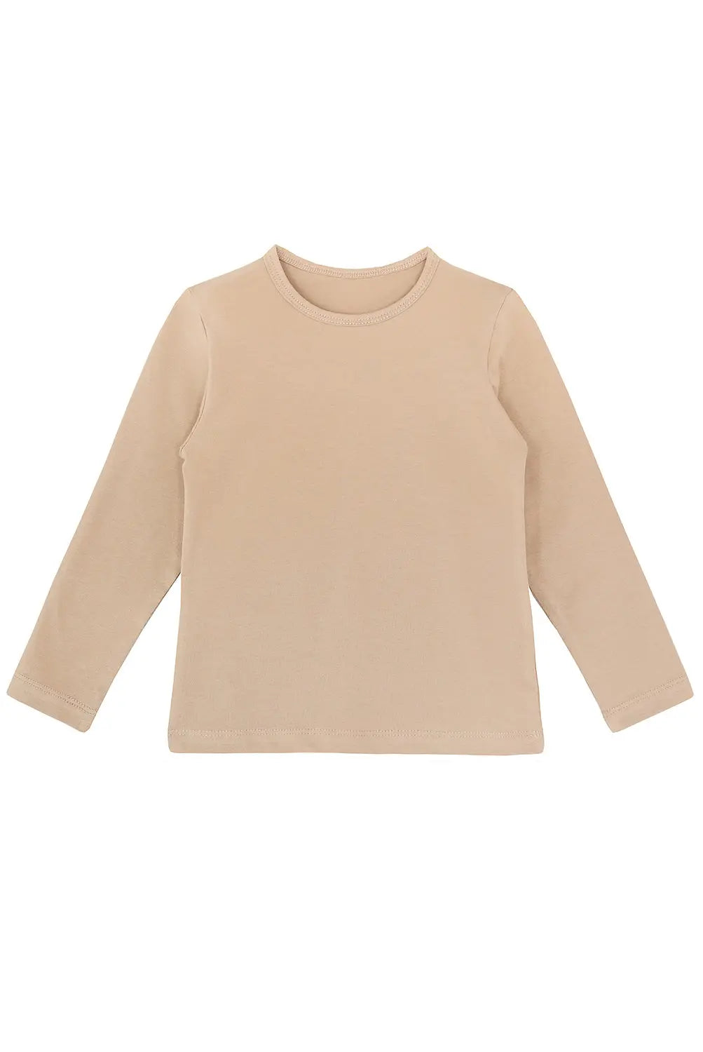 Girls' Basic Crewneck Long Sleeve Cotton T-Shirt