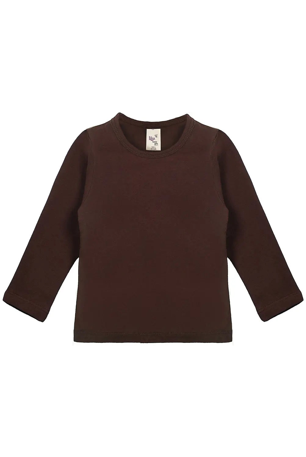 Girls' Basic Crewneck Long Sleeve Cotton T-Shirt