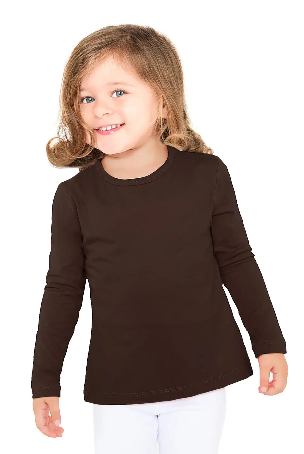 Girls' Basic Crewneck Long Sleeve Cotton T-Shirt / 8 to 10 Years LILAX