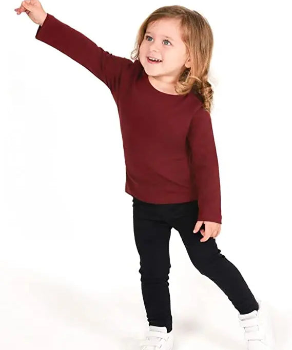 Girls cotton basic solid crewneck t-shirt; best for baby girl clothes & christmas gift ideas