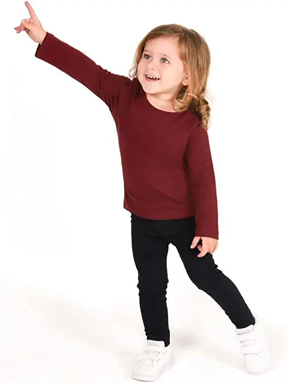 Girls' Basic Crewneck Long Sleeve Cotton T-Shirt / 8 to 10 Years LILAX