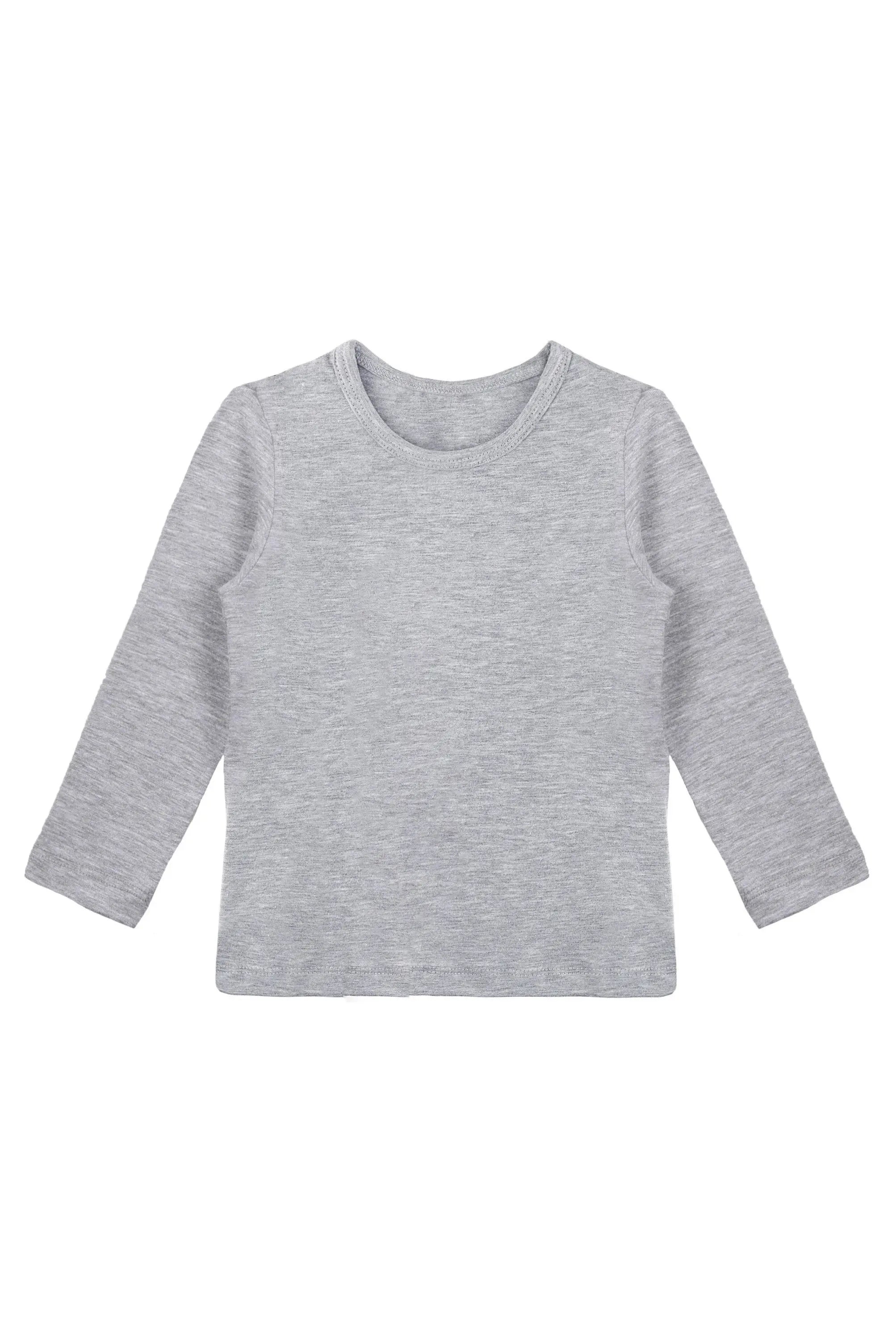 Girls' Basic Crewneck Long Sleeve Cotton T-Shirt