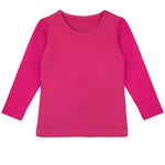 Girls' Basic Crewneck Long Sleeve Cotton T-Shirt