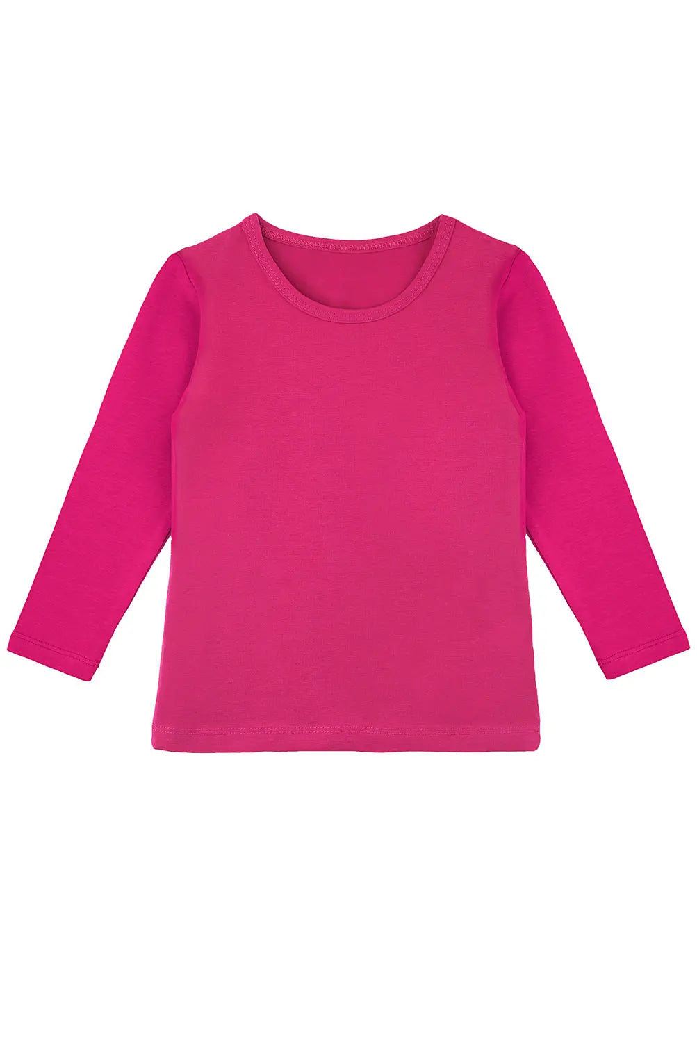 Girls' Basic Crewneck Long Sleeve Cotton T-Shirt