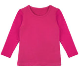 Girls' Basic Crewneck Long Sleeve Cotton T-Shirt