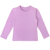 Girls' Basic Crewneck Long Sleeve Cotton T-Shirt