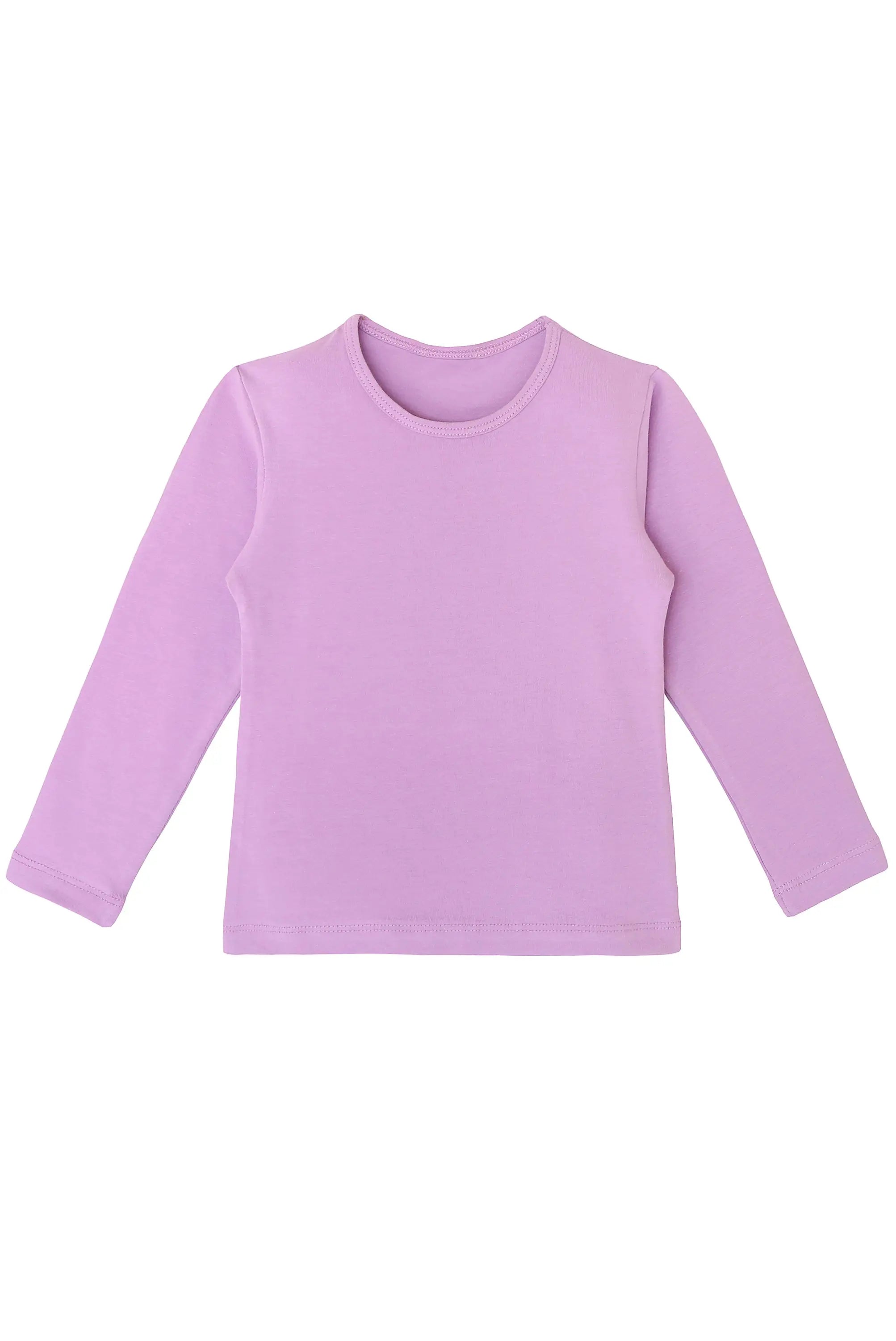 Girls' Basic Crewneck Long Sleeve Cotton T-Shirt