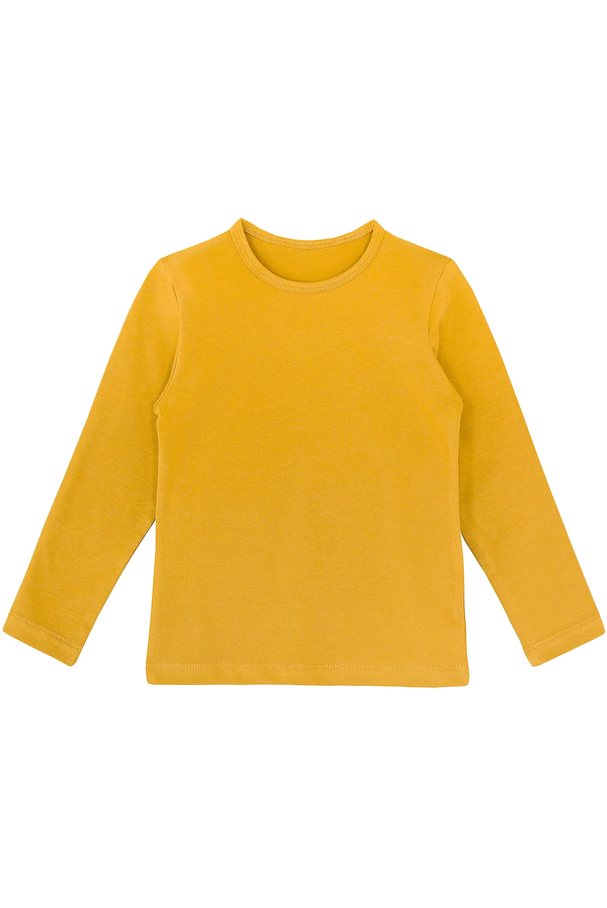 Girls' Basic Crewneck Long Sleeve Cotton T-Shirt