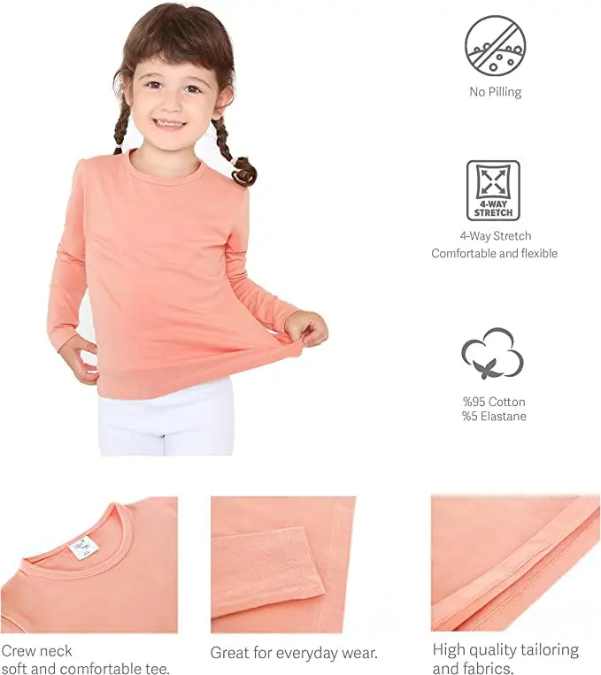 Girls' Basic Crewneck Long Sleeve Cotton T-Shirt / 8 to 10 Years LILAX