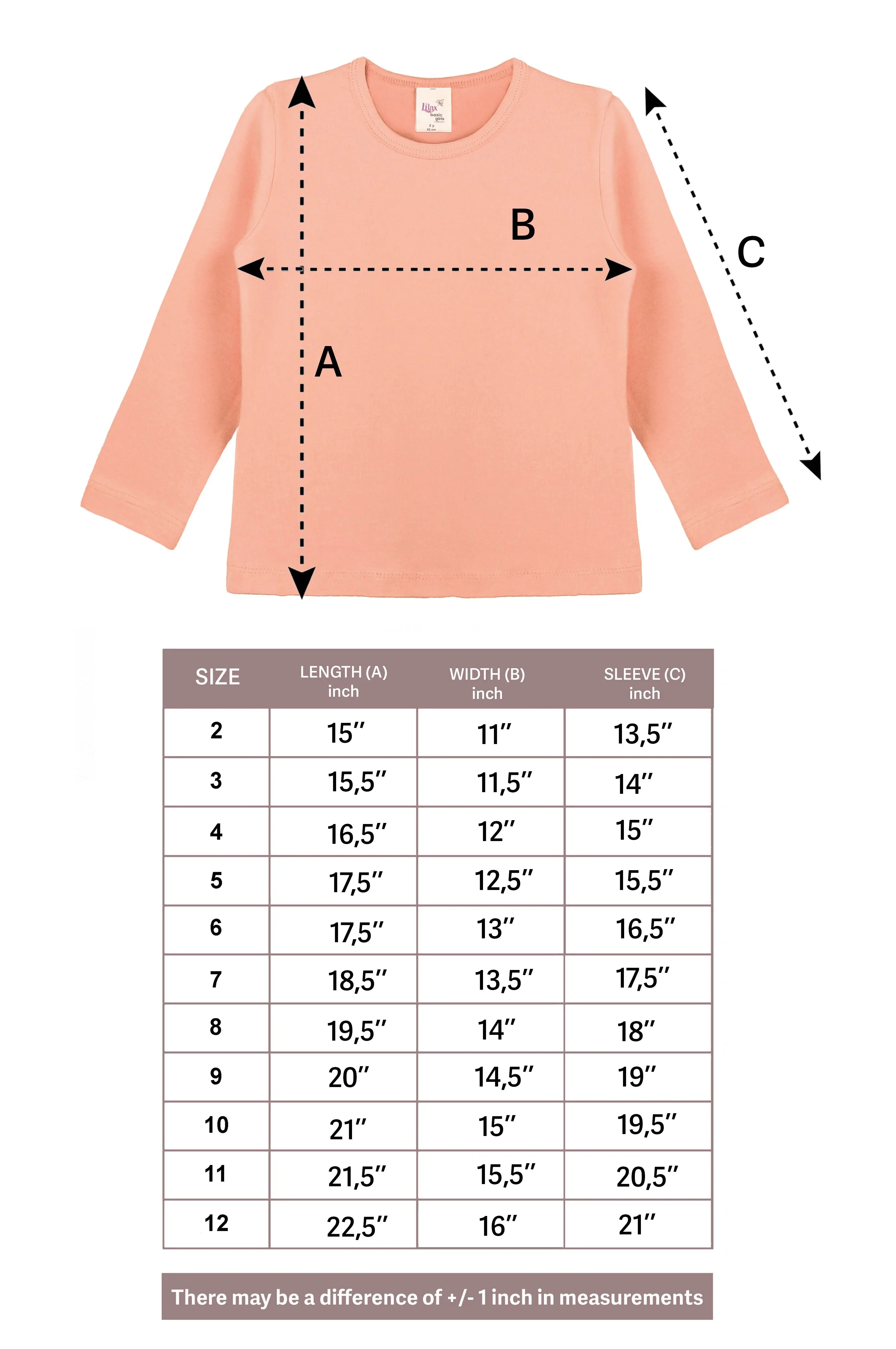 Girls' Basic Crewneck Long Sleeve Cotton T-Shirt / Toddler LILAX