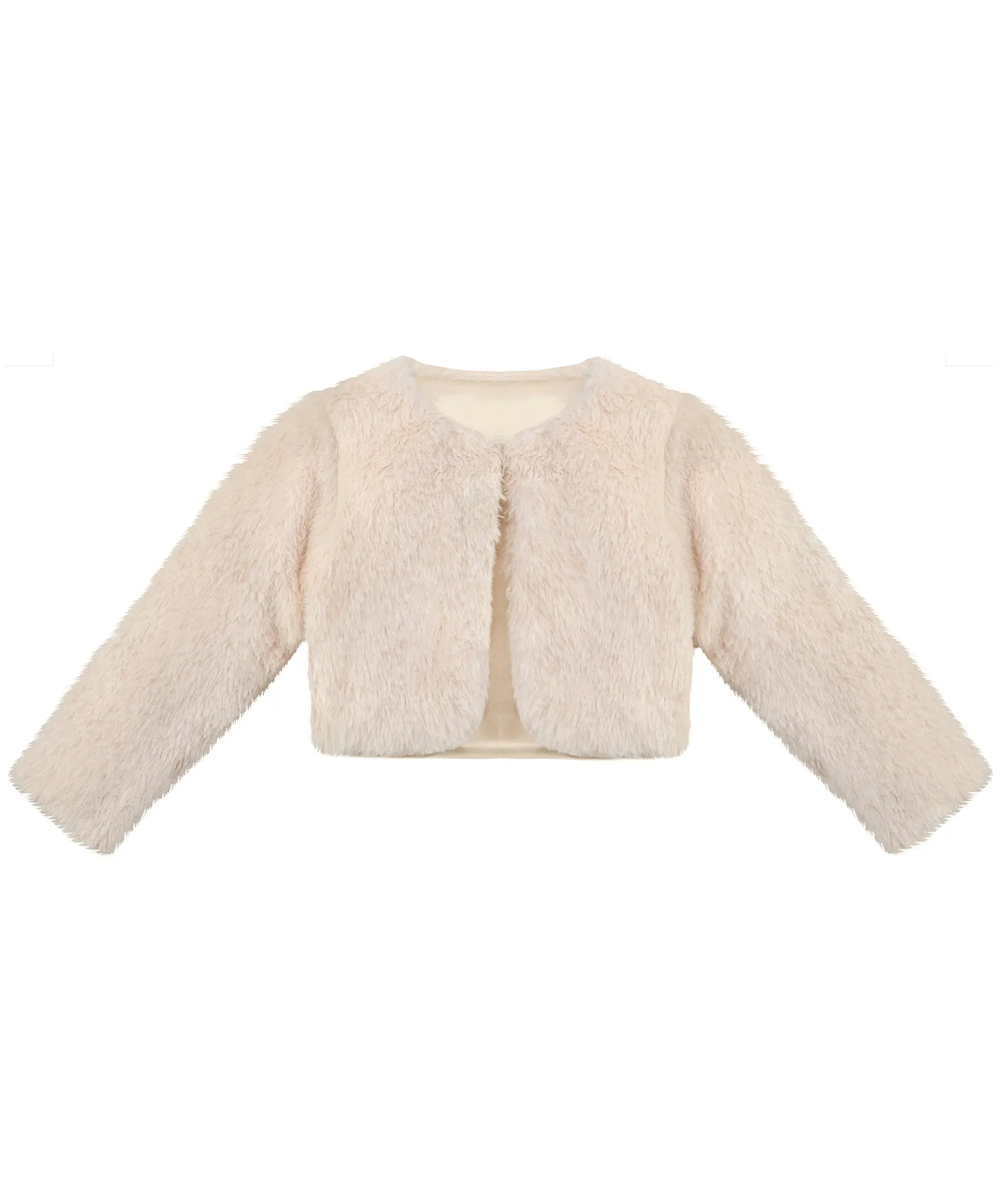 Puffy cozy girls’ bolero jacket; perfect girls christmas dress and Christmas gift ideas 