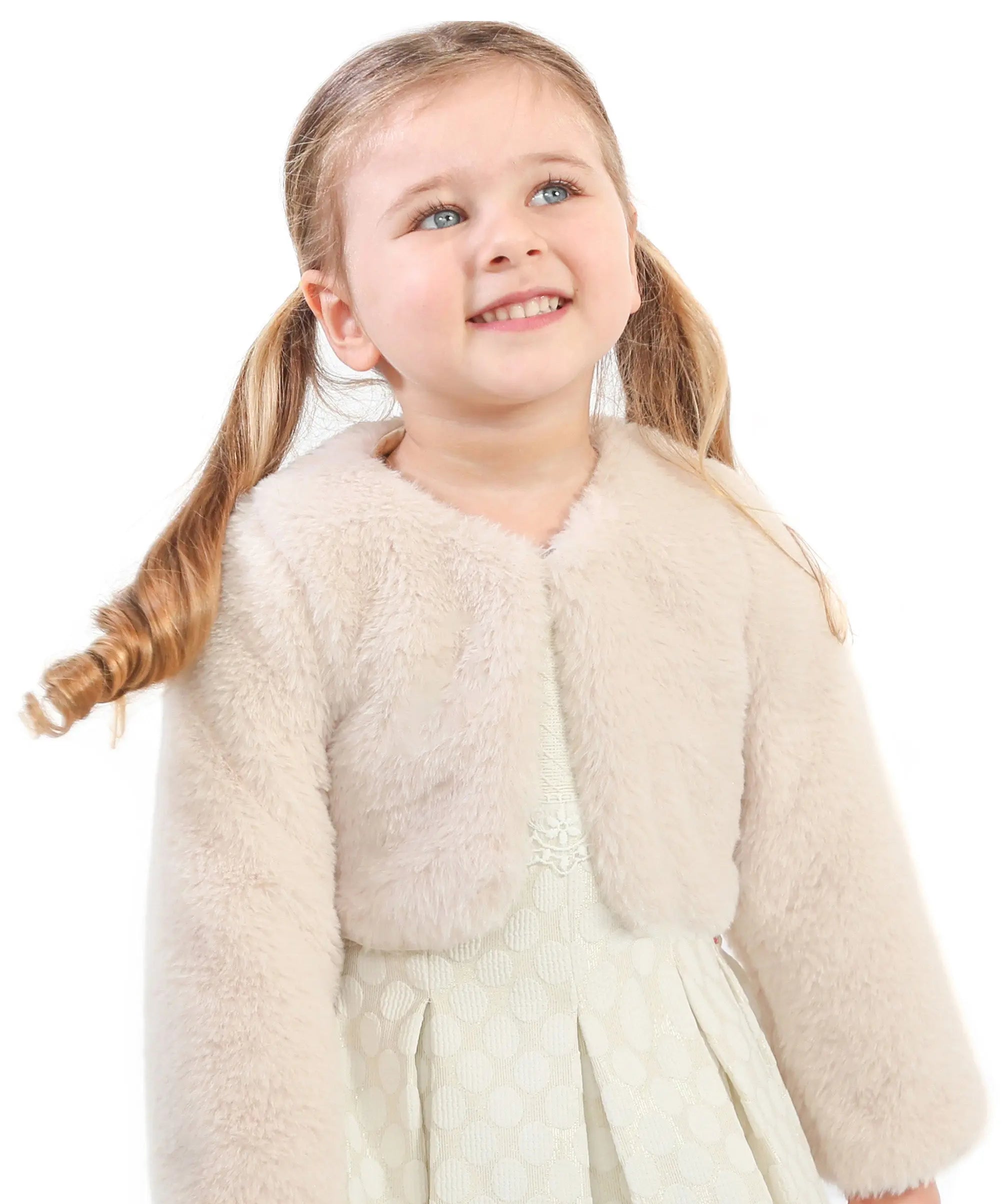 Puffy cozy girls’ bolero jacket; perfect girls christmas dress and Christmas gift ideas 