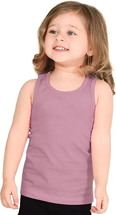 Girls' Soft Solid Cotton Blend Racerback Tank Top / 5 to 7 Years LILAX