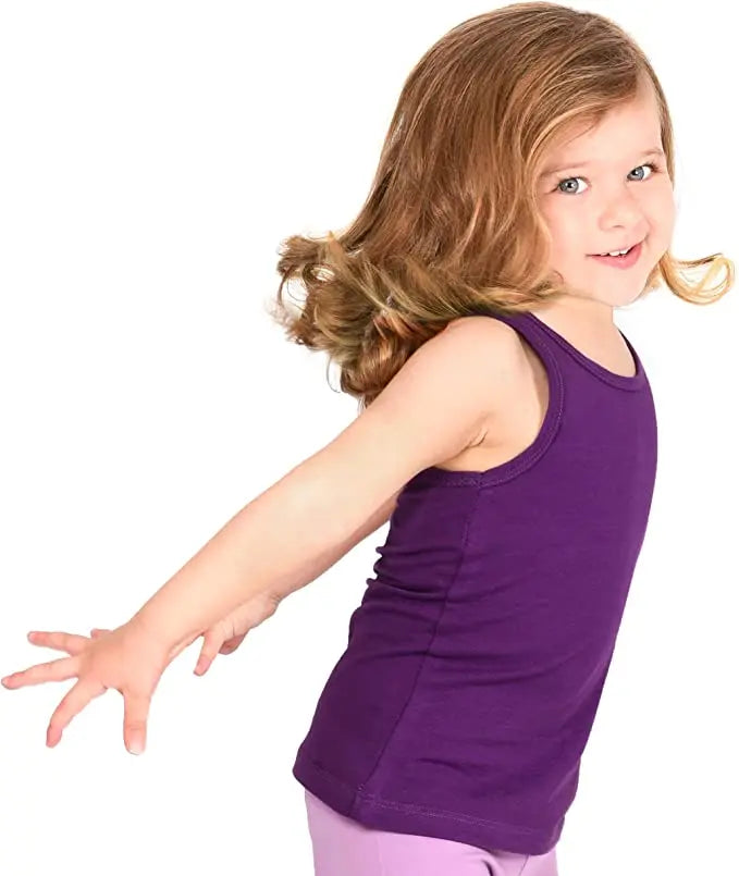 Girls' Soft Solid Cotton Blend Racerback Tank Top / 5 to 7 Years LILAX