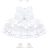 Charming Floral Lace Dress with Layered Tulle Tutu Gown Set for Girls LILAX