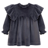 Baby velvet dress with ruffle shouders; perfect for baby girl clothes and Christmas gift ideas  