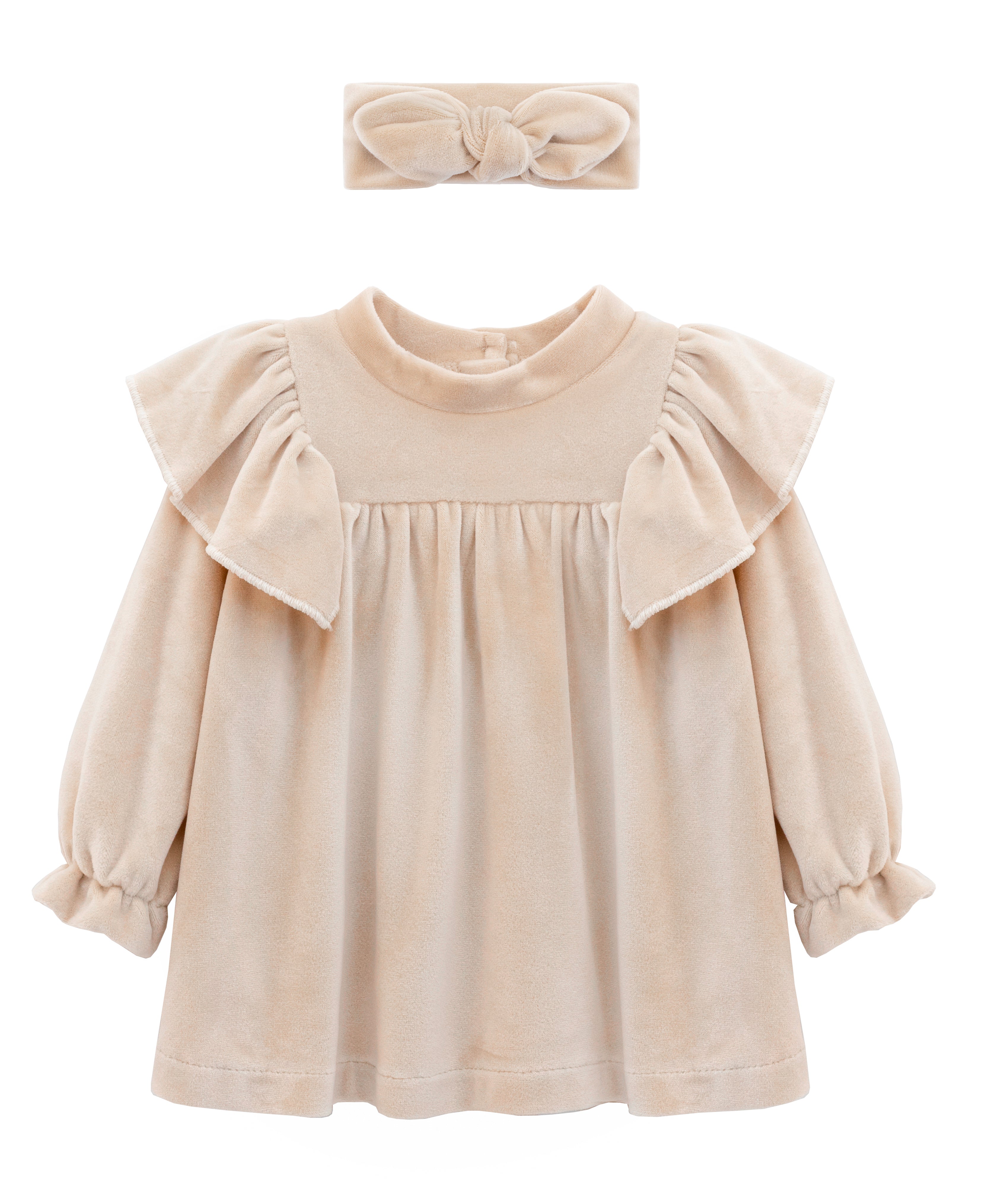 Baby velvet dress with ruffle shouders; perfect for baby girl clothes and Christmas gift ideas  