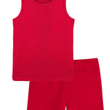 Girls cotton solid basic racerback tanktop and shorts set; perfect for baby girl clothes & christmas gift ideas