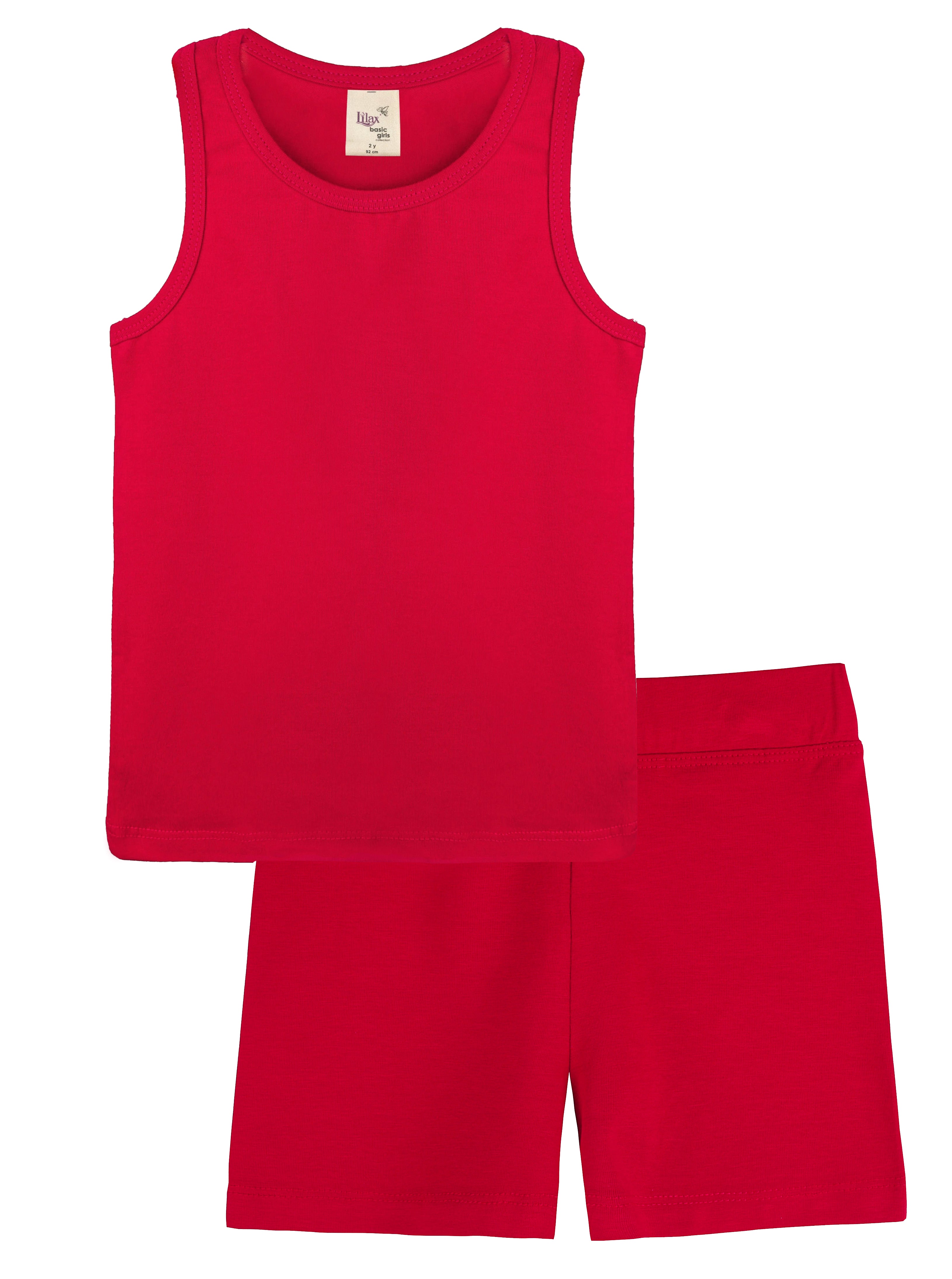 Girls cotton solid basic racerback tanktop and shorts set; perfect for baby girl clothes & christmas gift ideas