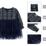 Girls' cotton plaid dress with attached tulle skirt; perfect girls christmas dress & Christmas gift ideas  