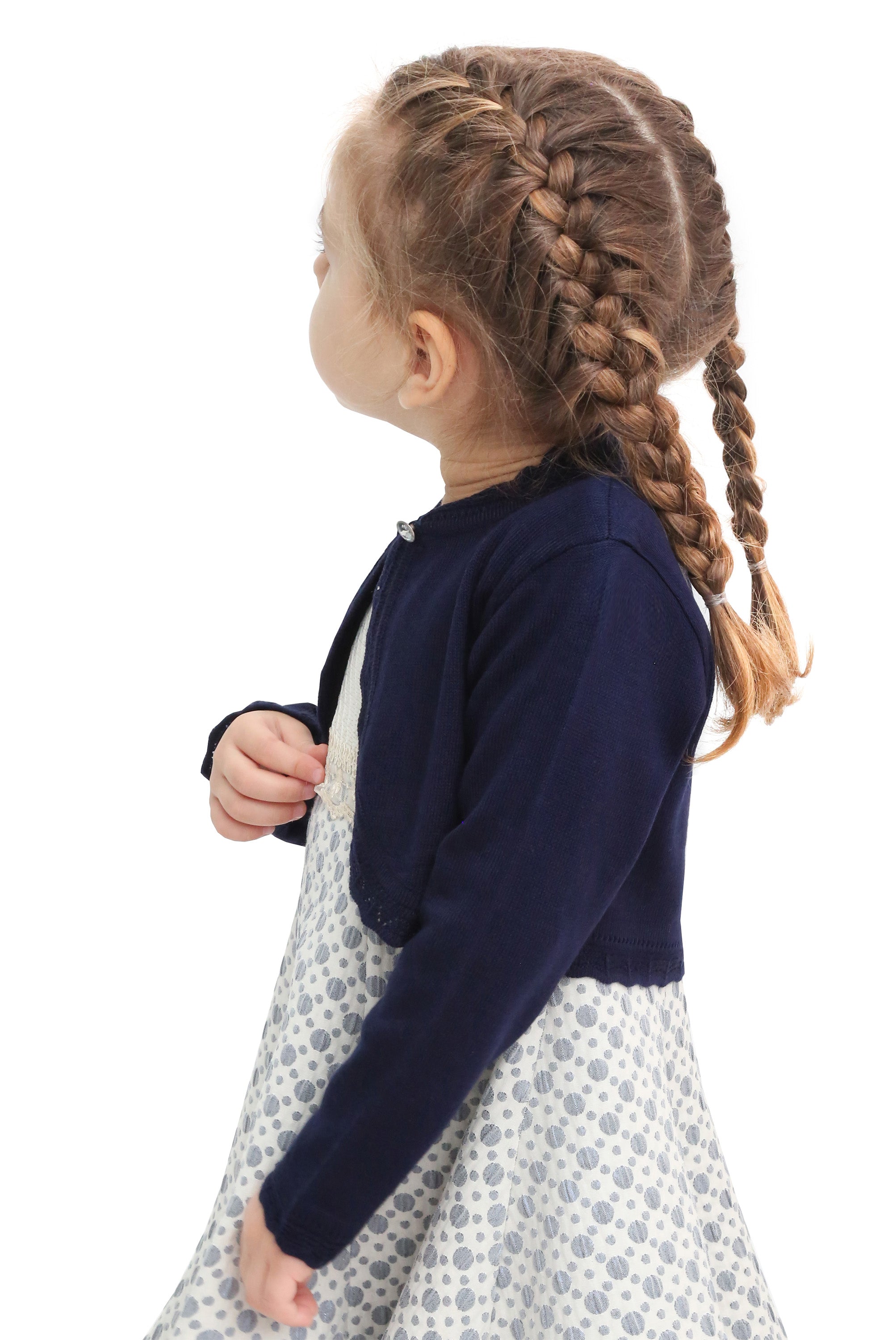 Girls' Bolero Cardigan Shrug Knit Long Sleeve Button Closure LILAX