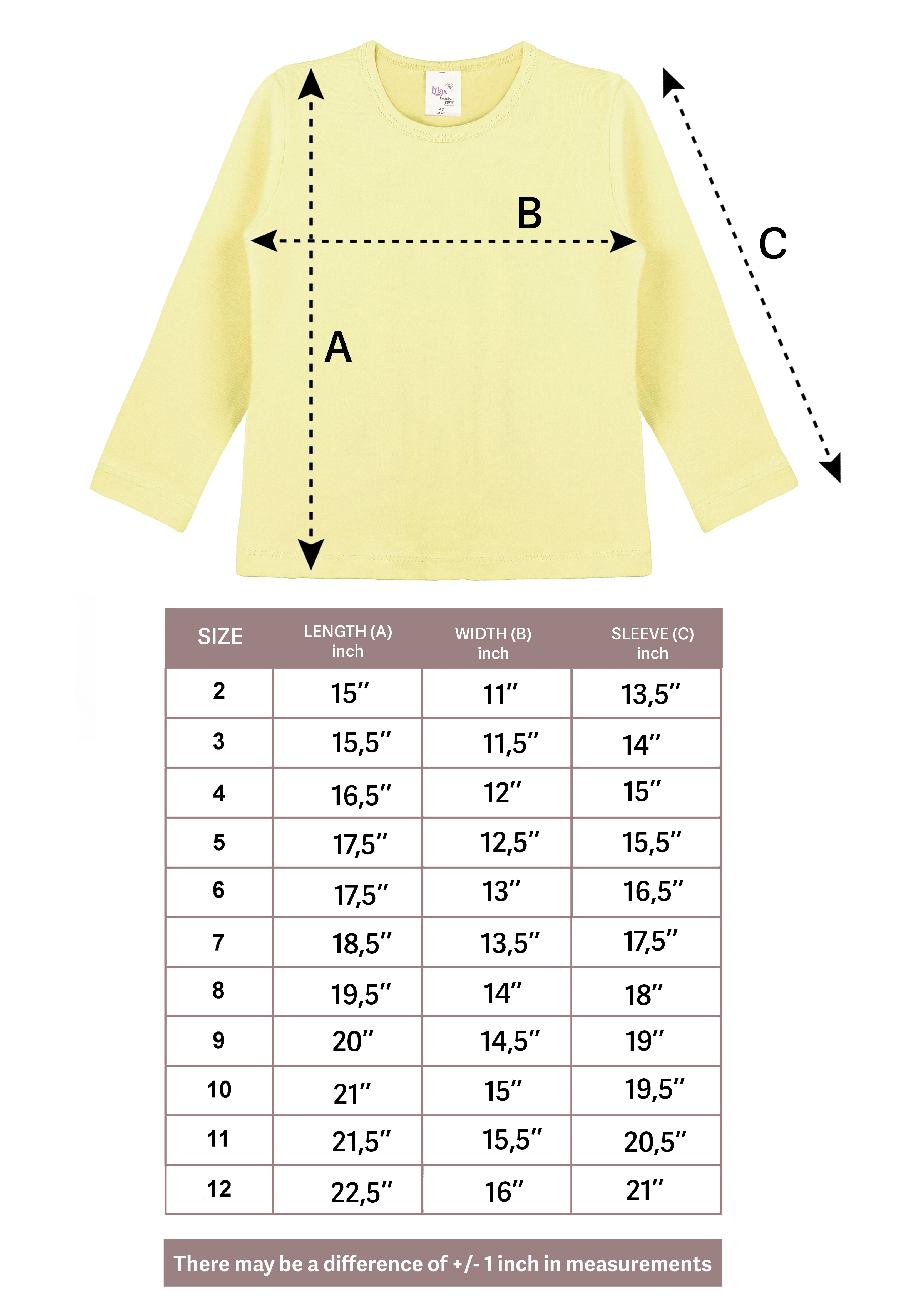 Girls' Basic Crewneck Long Sleeve Cotton T-Shirt / 8 to 10 Years LILAX