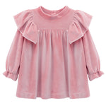 Baby velvet dress with ruffle shouders; perfect for baby girl clothes and Christmas gift ideas  