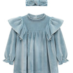 Baby velvet dress with ruffle shouders; perfect for baby girl clothes and Christmas gift ideas  