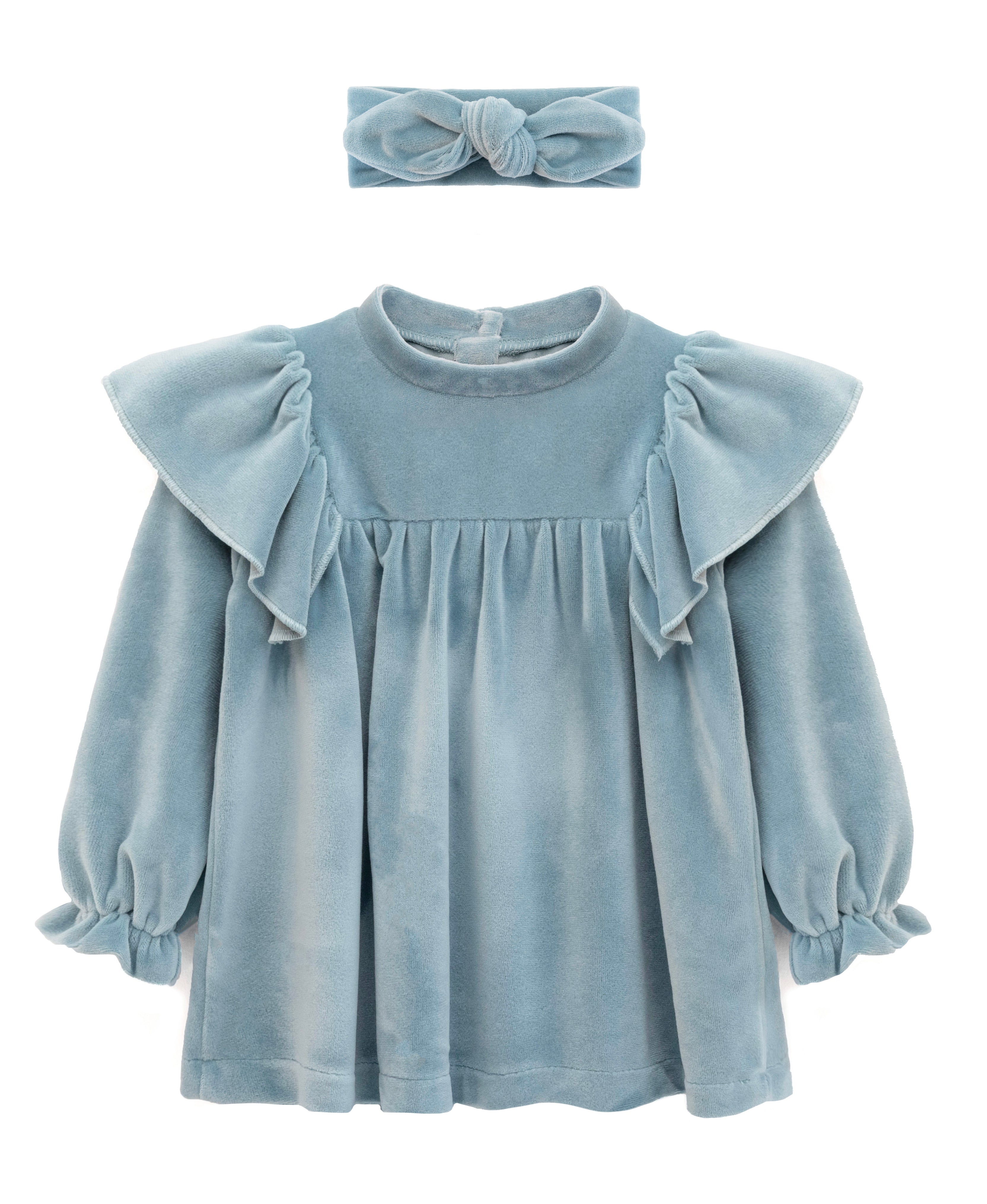 Baby velvet dress with ruffle shouders; perfect for baby girl clothes and Christmas gift ideas  