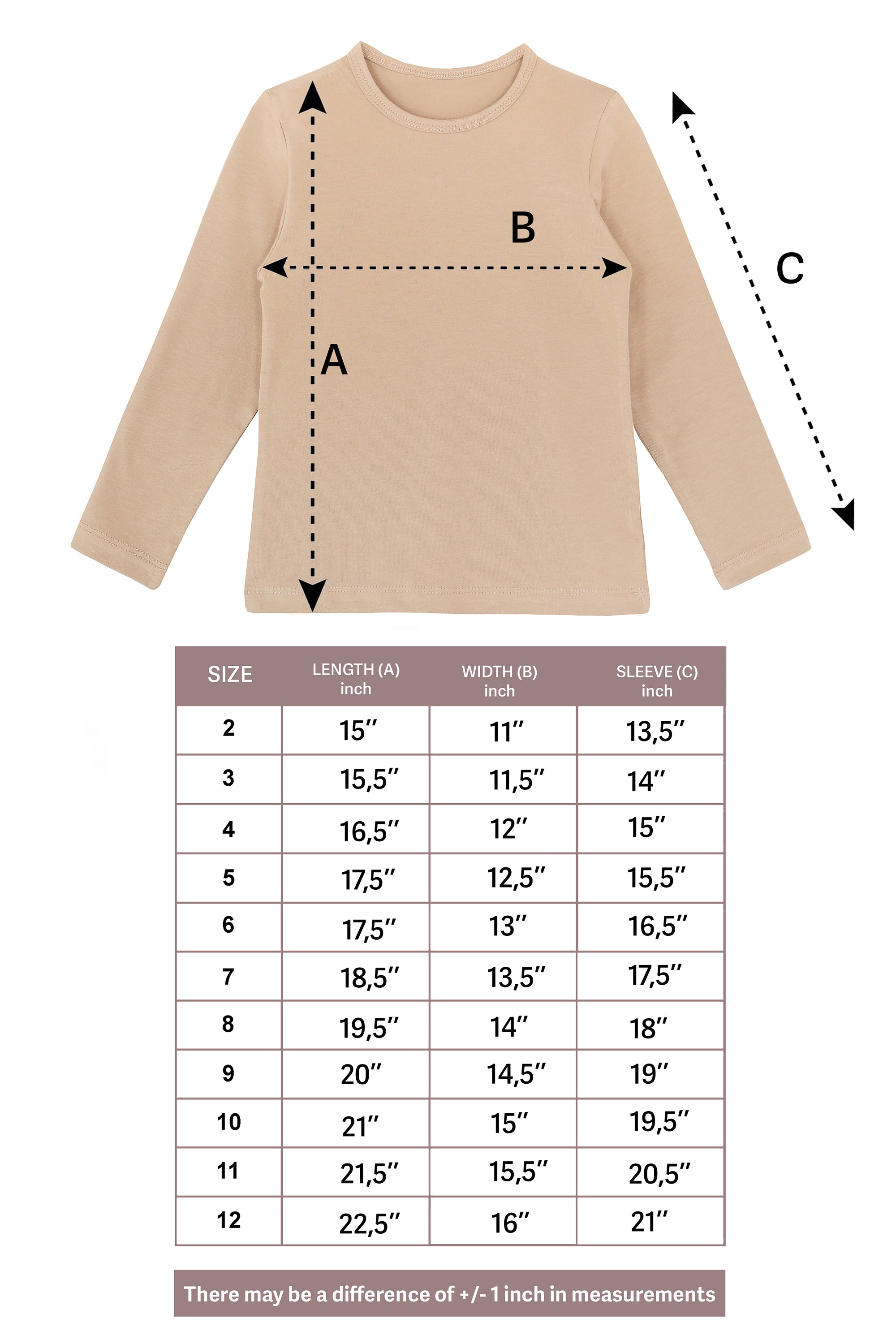 Girls' Basic Crewneck Long Sleeve Cotton T-Shirt / 11-12 Years LILAX