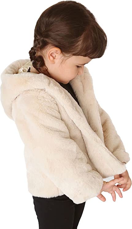 Girls puffy and cozy hooded cardigan sweater with 4 buttons; perfect for Christmas gift ideas