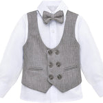 Toddler & Youth Boys 4 Piece Formal Suit Set V-Neck Vest White Dress Shirt Dress Pants and Bowtie LILAX